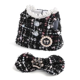 Doll Clothing Set,Tweed Dress for 17cm Dolls(No Doll), Luxury Chic Style Set Accessories Cute Princess Kawaii Outfits Black Crown