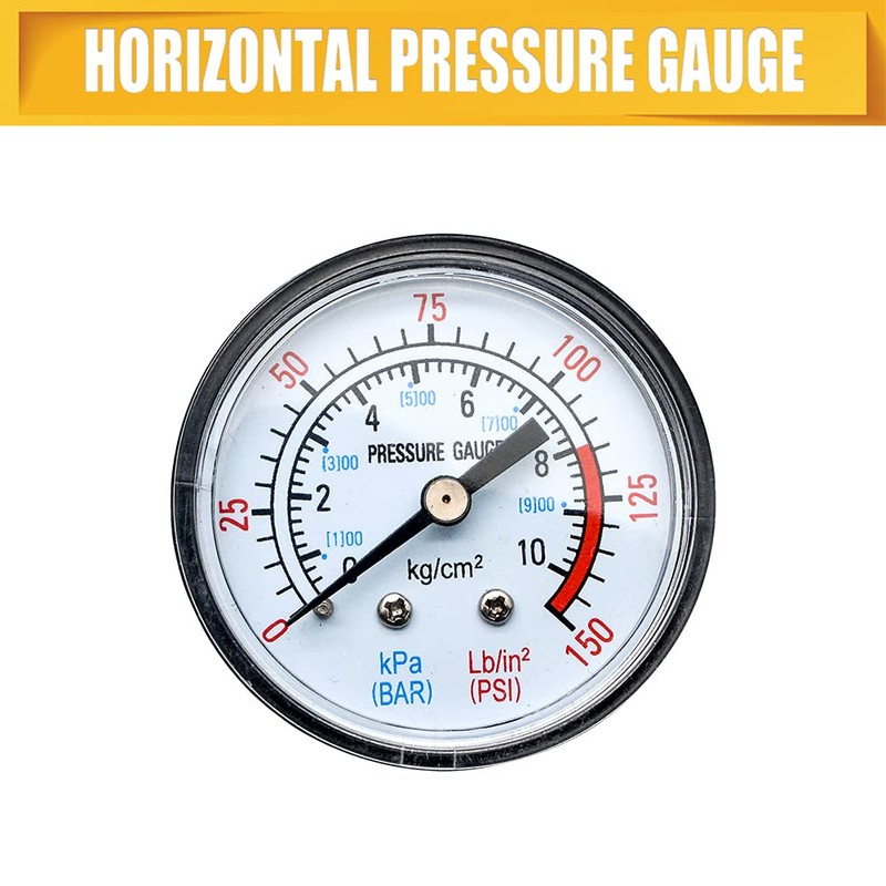 1Pcs Horizontal Pressure Gauge Thread Air Pressure Gauge Dial Type