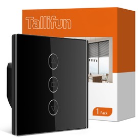 Tallifun Smart Roller Shutter Switch WiFi Blind Switch Roller Shutter Control with Touch Panel, Works with Alexa/Google Assistant/Siri, Requires Neutral Conductor 8 x 8 cm