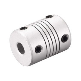 sourcing map 5 Pieces 4 mm to 6 mm Aluminium Alloy Rod Flexible Coupling Motor Plug Connection L25 x D19 Silver