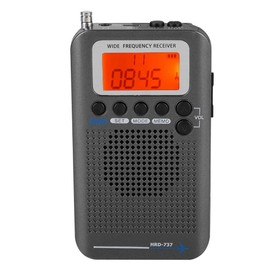 Air Band Radio Receiver AIR FM AM CB SW VHF Full Band Handheld Aircraft Digital Travel Radio with Extended Antenna Build in Battery Wide Frequency LCD Display with Alarm, Earphones (Black)