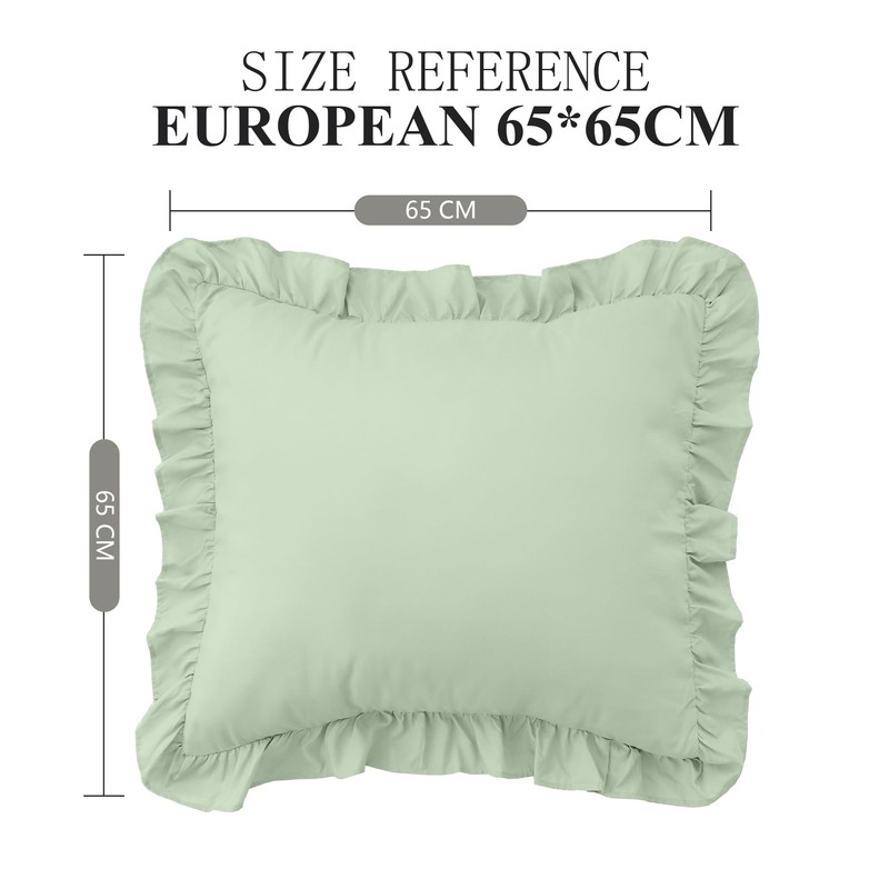 LINENOVA Ruffled Pillow Cases Set of 2 - European Size