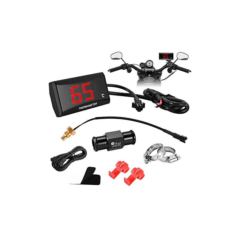 Motorcycle Thermometer Digital Waterproof Metal Sensor Adapter for Motorcycle