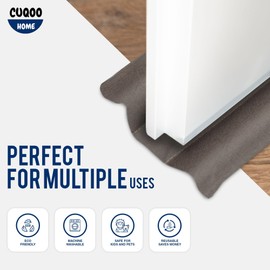 CUQOO Under Door Draft Excluder in Brown – 96 cm Heavy Duty Double Sided Interior Door Draught Stopper | 5cm Thicker Foam Strip Blocks 50% More Noise and Wind | Dust-Proof Door Draft Noise Blocker
