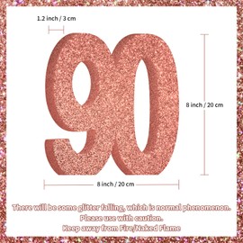 90th Birthday Decorations for Women,90th Anniversary Decorations,Rose Gold Glitter 90th Birthday Party Centerpieces for Table Decorations,90 Table Topper Decor