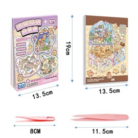 40 Sets DIY 3D House Sticker Scene Kit, 3D Miniature Scene Therapy, Stress Relief Sticker Scenes with Stickers Tweezers, Reusable DIY Sticker Therapy Kit for Adults Kids Teens