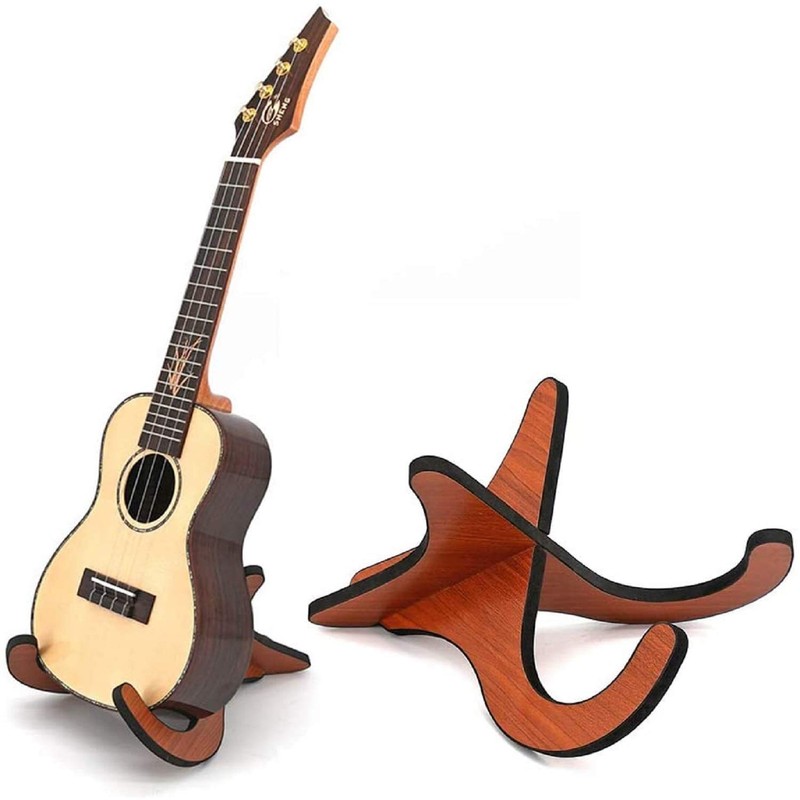Ukulele Stand + Ukulele Strap X Shape Wooden Folding Musical