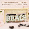 Bolsa de maquillaje con letra de chenilla con purpurina, capacidad