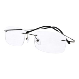Eyekepper Titanium Rimless Reading Glasses Readers Men Women Gunmetal +2.5