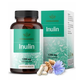 HERBAMAMA Inulin Powder Capsules 1200mg - Digestive Support & Gut Cleanse with Inulin Prebiotic Fiber - Vegan, Non-GMO Chicory Root Powder Supplement
