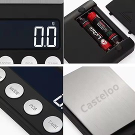 Casteloo Pocket Scale 1000g x 0.01g Portable Digital Kitchen Scale Pocket Scale for Gold, Jewelry, Herbs, Food and Coffee