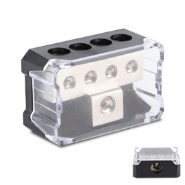 Leapiture Distribution Block Car 0GA 1GA X 1 Input 4GA X 4 Output Car Audio Stereo Amplifier Splitter Connection Box Gauge Output Amplifier Power Distribution Ground Distribution Terminal Block
