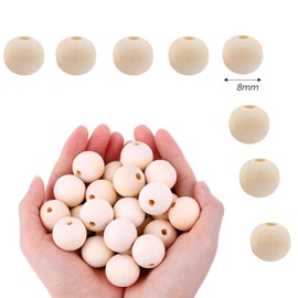 Pack of 1000 8 mm Natural Wooden Beads for Macrame Wooden Balls with Hole Round Wooden Beads for Threading for DIY Crafts DIY Jewellery Bracelet Necklace