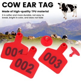 KHEARPSL Cattle Ear Tags Numbered Livestock Ear Tags for Cattle Cow Calf Hog Sheep Goat, Animal Identification Ear Tags with Livestock Ear Tag Applicator and Remover (red)