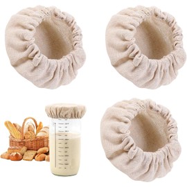 Sourdough Starter Jar Covers - 4Pcs Elastic Cotton Cloth Covers for Bread Proofing, Stretchy Bowl Lids