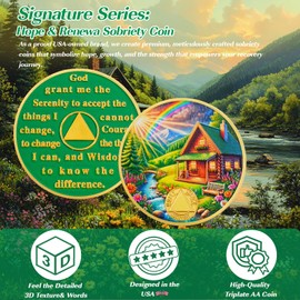 Serenity Cabin Sobriety Coin, Affirmation AA Chips, Addiction Recovery Sober Medallions, Celebrating Anniversary Token, Alcoholics Anonymous Sobriety Gifts for Men Women