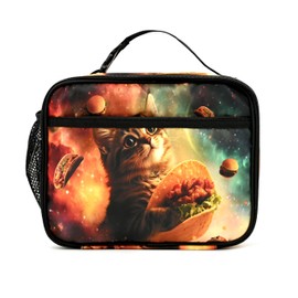 Droerfes Space Cat Insulated Lunch Box Reusable Lunch Bag Women Men Cooler Tote Bag For Kids Boys Girls Work Picnic School Office