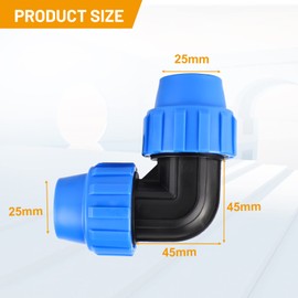SWAWIS PP Fitting Screw Connection for PE Pipe 25 mm PE Pipe Fitting Angle 90° Plastic PP Coupling Blue Pack of 3