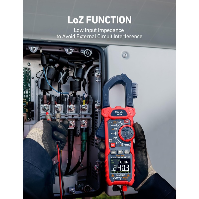 AstroAI Inrush Digital Clamp Meter Multimeter 1000A TRMS 6000 Counts,
