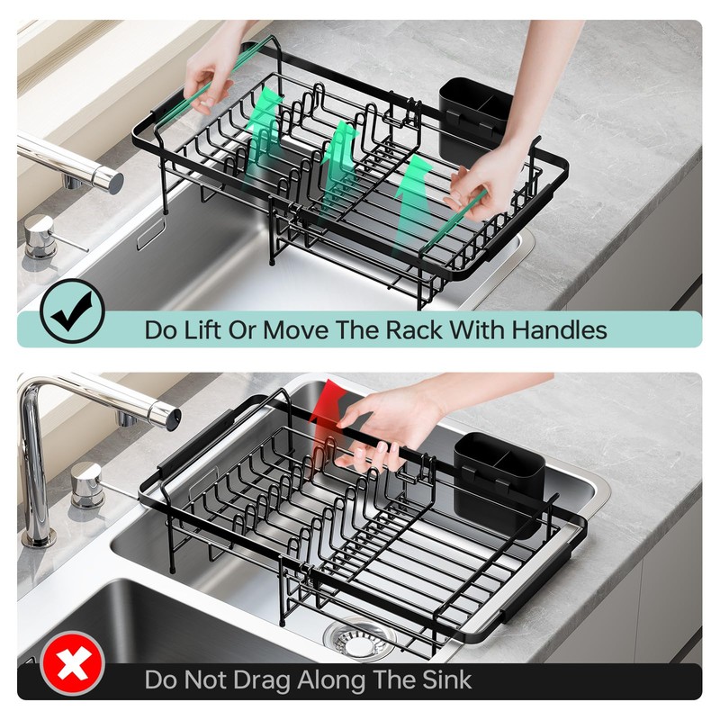 Urackify Dish Drying Rack in Sink - Expandable (14.5''-18''L) Over