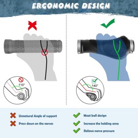 GXCROR Ergonomic Bike Handlebar Grips, Double Lock, Soft Non-Slip Rubber, Universal 22.2mm, for MTB BMX Electric Bike