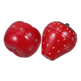 ULTECHNOVO 2pcs 60 Cute Mechanical Countdown Timer for Cooking Baking Visual Timer Strawberry Persimmon Shapes for Tea Brewing Management