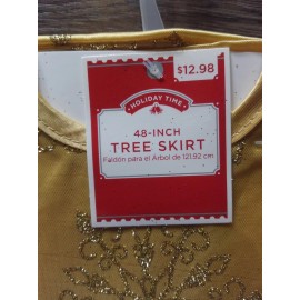 Holiday Time NEW! Holiday Time 48" Gold Glitter Snowflake Christmas Tree Skirt GLITTER!!