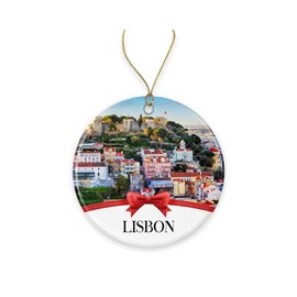 Lisbon Christmas Ornament, Christmas Ornaments Travel Souvenir Collection Gift for Family, Christmas Tree Ornament City Travel, Lisbon Travel Gift Xmas Holiday Printed on Both Sides