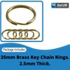 Key Ring Hoops Brass 25mm Split Key Rings Round Flat