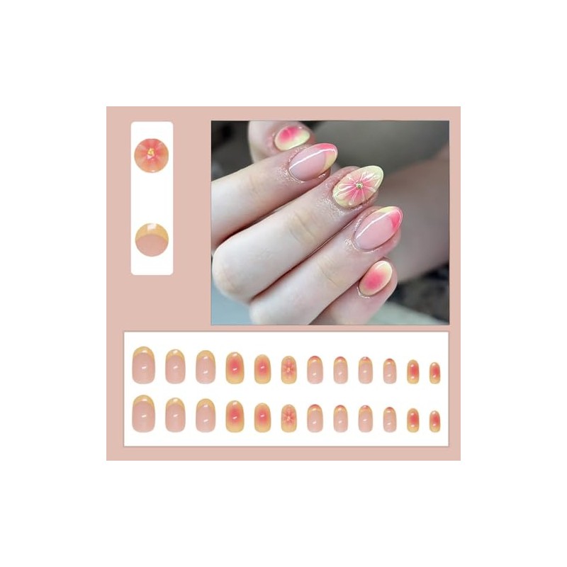 ONPRESS 24 Uñas Postizas De Verano, Cortas, Almendradas, Con Diseño