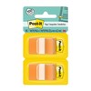 Post-it Flags, 50/Dispenser, 2 Dispensers/Pack, 1 in Wide, Orange (680-OE2)