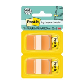 Post-it Flags, 50/Dispenser, 2 Dispensers/Pack, 1 in Wide, Orange (680-OE2)