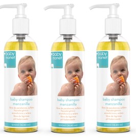 3 X Baby Shampoo - Bath & Body Champú para Bebés Recién Nacidos, Hipoalergénico, 500 ml Manzanilla cada uno