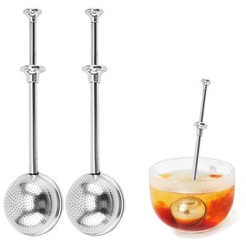2 pcs Baker's Dusting Wand for Baking, Long Handle Tea Ball, Tea Strainer Fine Mesh Stainless Steel