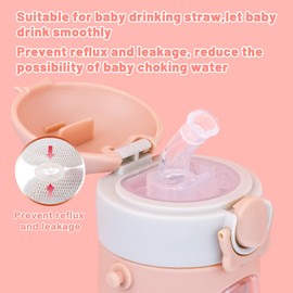 Bunnytoo Baby Sippy Cup with Straw Tritan BPA Free Leak-proof Shoulder Strap No Odor Kids Water Bottle with Calibration for Babies Under 3 Years Old Home School Outdoor,400ml Maple Apricot