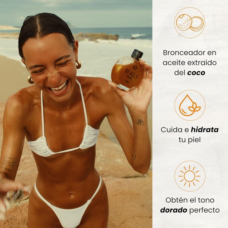 Bronceador natural Mali con aceite de coco – Bronceado dorado