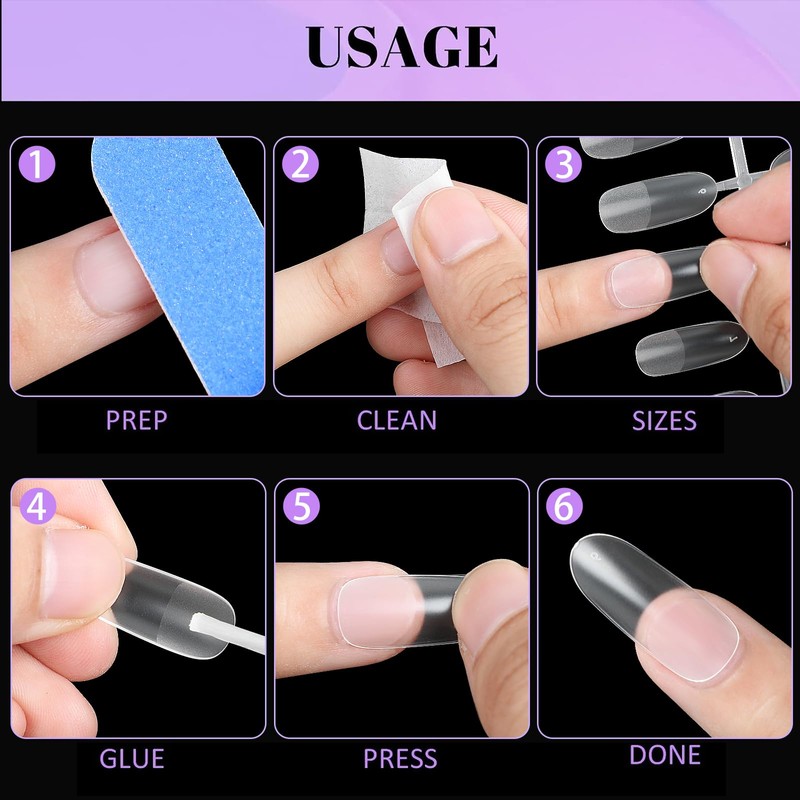 Fingooo Nail Tips, Ultra Thin, 240 Pieces, Long, Clear, Long