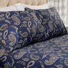 Superior Flannel Pillowcase Set, Standard, Paisley Navy Blue