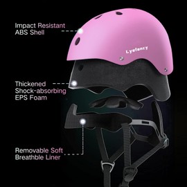 Lyefancy Kids Bike Helmet and Pads Set for 3-13 Years old Boys Girls, Toddler Helmet Protection Gear Set, Adjustable Safety Kids Helmet Knee Pads Set for Scooter Cycling Skateboard Skating(Pink, M)