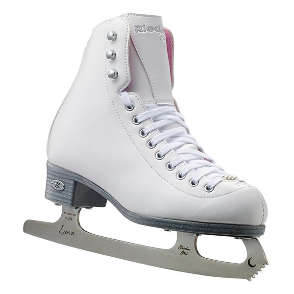 Riedell Skates - 114 Pearl - Women's Recreational Ice Figure Skates with Steel Luna Blade | White | Size 7