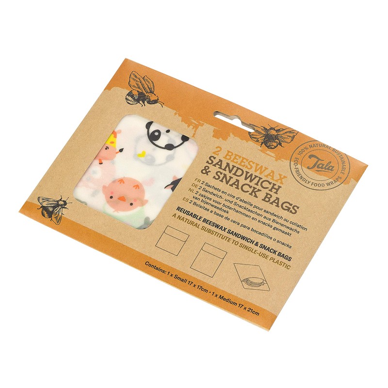 Tala Reusable Beeswax Food and Snack Bags, Zero Waste Patterned
