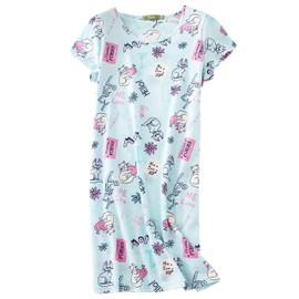 Amoy madrola Mujer Mezcla De Algodón Floral Camisón casual noches xtsy108, Gato azul, S