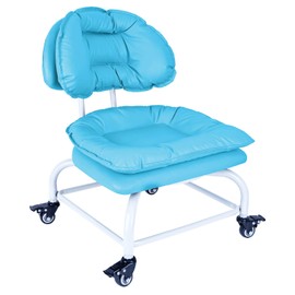 Backrest Rolling Stool with Brakes VAPAA TAIDE Rolling Chair Heavy Duty Roller Stools with Wheels for Home Office Garage Mechanic Flooring Cleaning Shop Blue