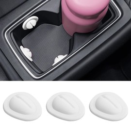 Msyuusr 3PCS Car Cup Holder Insert, Silicone Elastic Flexible Non-Slip Cup Holder Expander, Universal Car Cup Holders Stabilizer Car Accessories Limiter with Self-Adhesive (White)