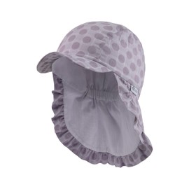 Sterntaler Peaked Cap with Neck Protection Dots - Baby Hat Lined with Cotton - Peaked Cap Girls with Print UV 50+ - Cotton Sun Cap, lilac