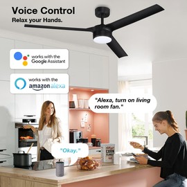 cumilo 52 inch Smart Ceiling Fans with Light and Remote Control,Dimmable LED Lights Silent DC Motor,Control via WIFI Alexa Google App,Outdoor Indoor Modern Ceiling Fans for Living Room Patio