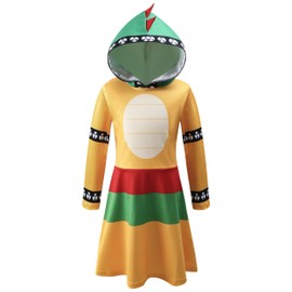 amxjxma Green Turtle Yellow Dinosaur Monster Girl Dress Costume Hooded Fancy Dress Outfit (Yellow, 4-5T)