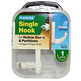 PLASPLUGS HOLLOW DOOR HOOK SINGLE