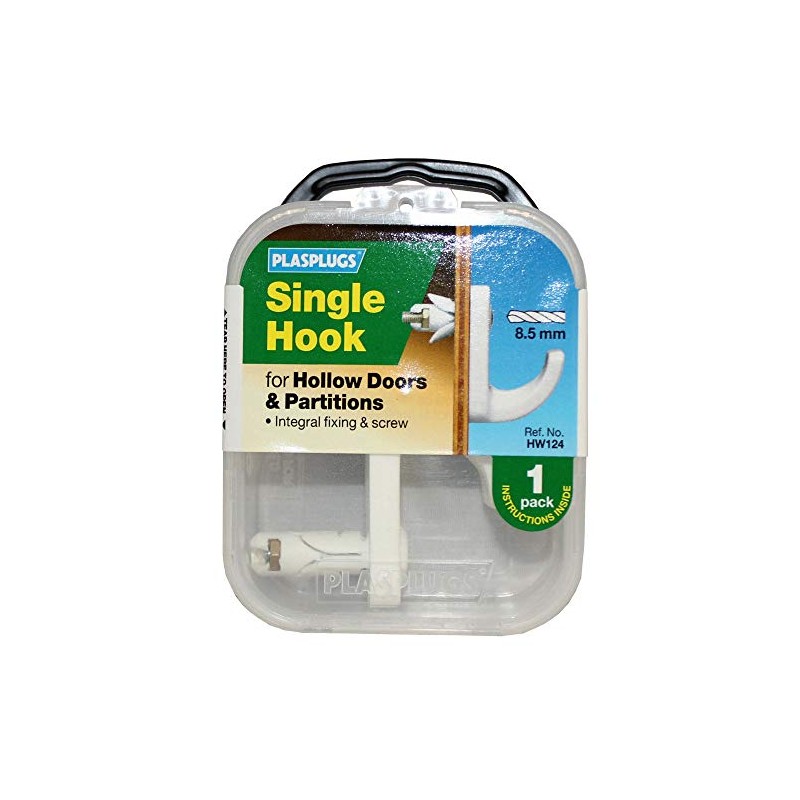 PLASPLUGS HOLLOW DOOR HOOK SINGLE