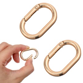 2 Pcs Gold Spring O Ring Clip for Purse Gold Key Ring for Keychain Bag Strap Oval Snap Clip Round Buckle Key Hook Purse Strap Extender Clips for Bags Purses Handbags Crafts